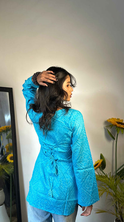 Bandhani Full Sleevs Short Kurti