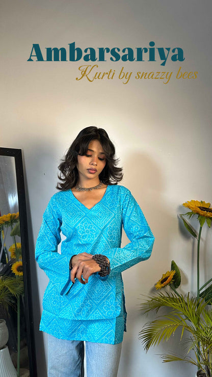 Bandhani Full Sleevs Short Kurti