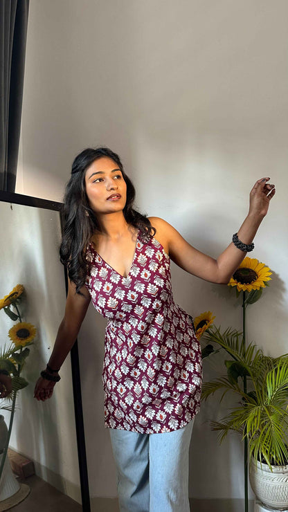 Backless Halter Neck Short Kurti by Snazzybees