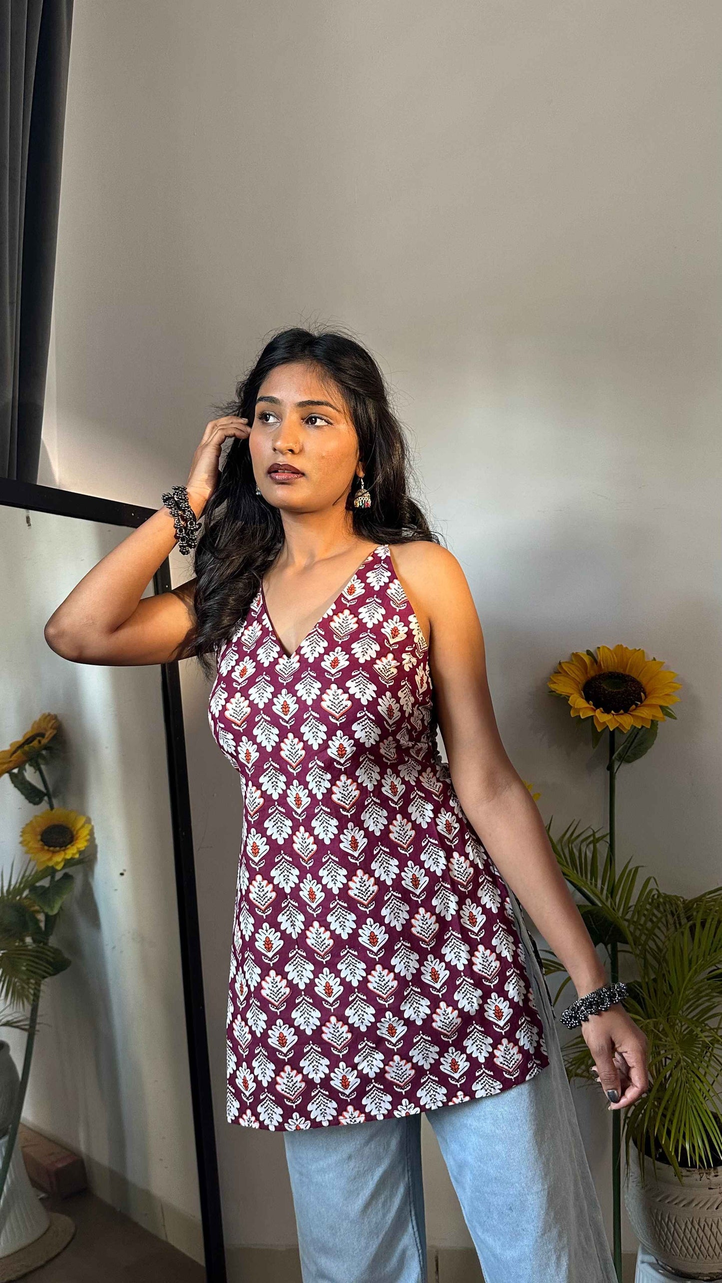 Backless Halter Neck Short Kurti by Snazzybees