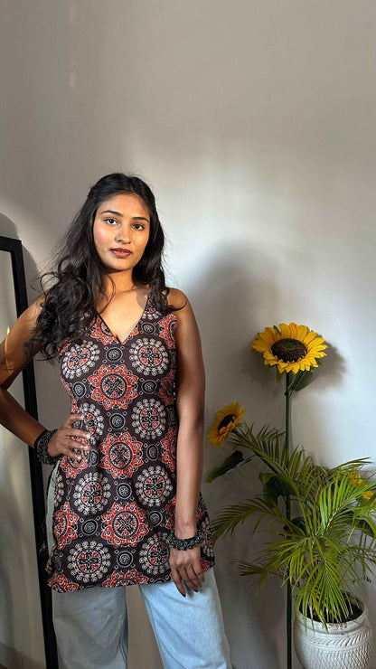 Backless Halter Neck Short Kurti by Snazzybees