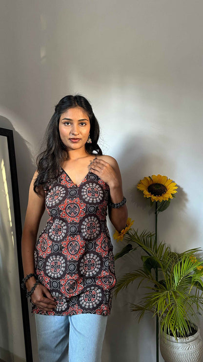 Backless Halter Neck Short Kurti by Snazzybees