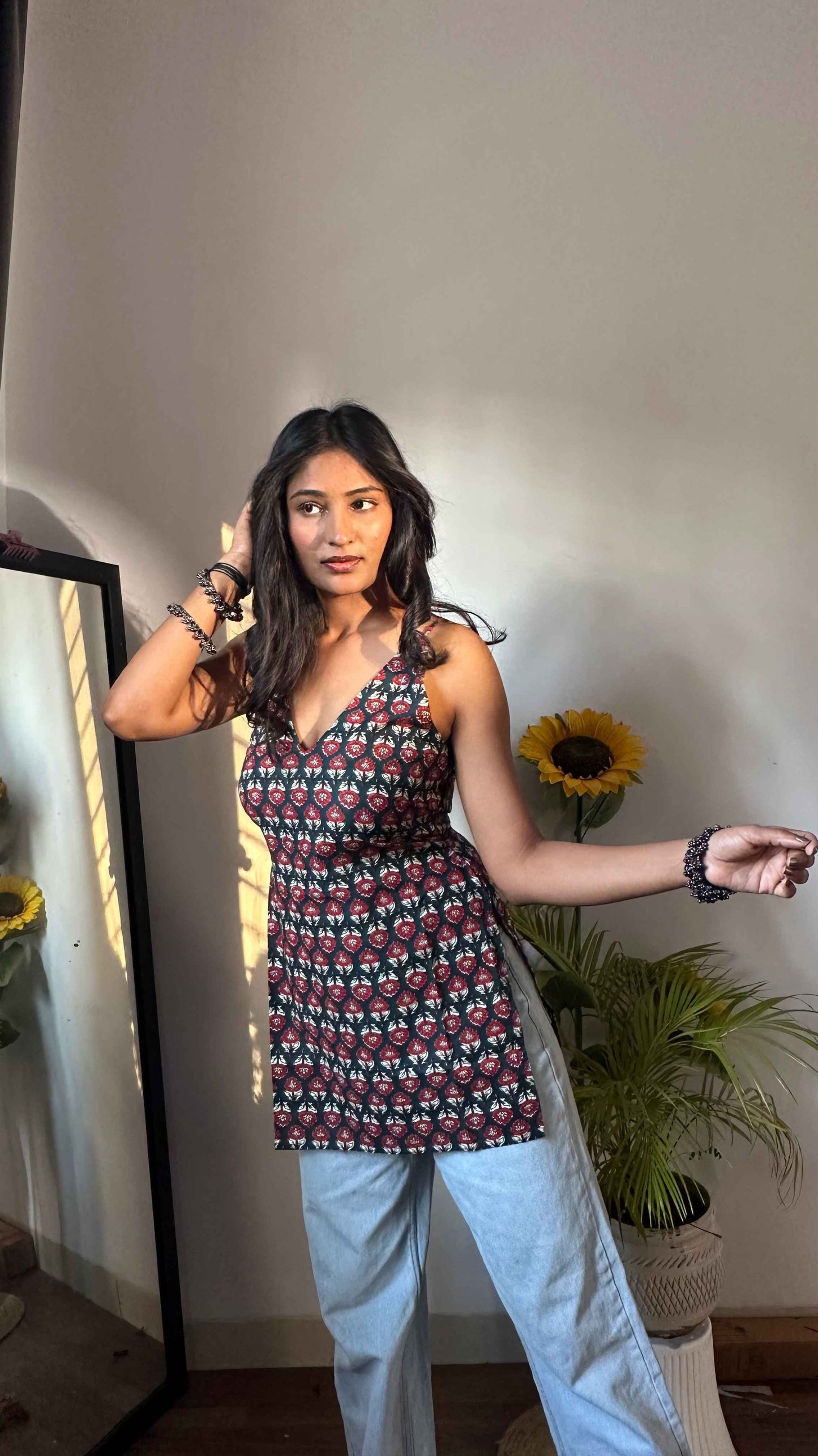 Backless Halter Neck Short Kurti by Snazzybees