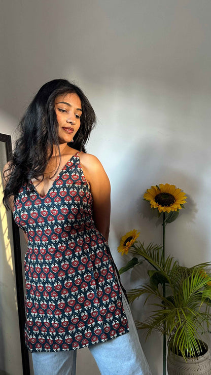 Backless Halter Neck Short Kurti by Snazzybees