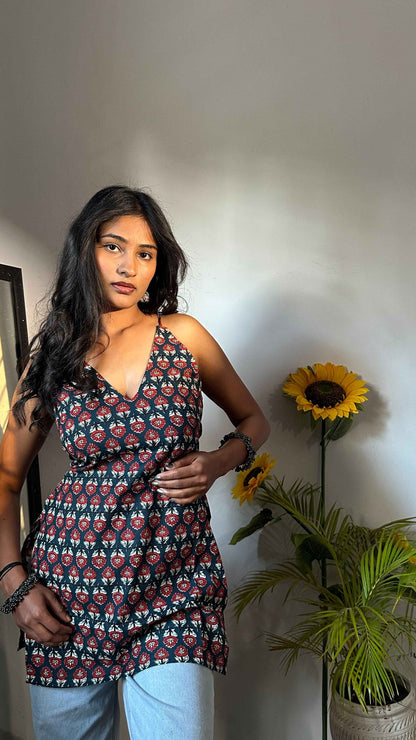 Backless Halter Neck Short Kurti by Snazzybees