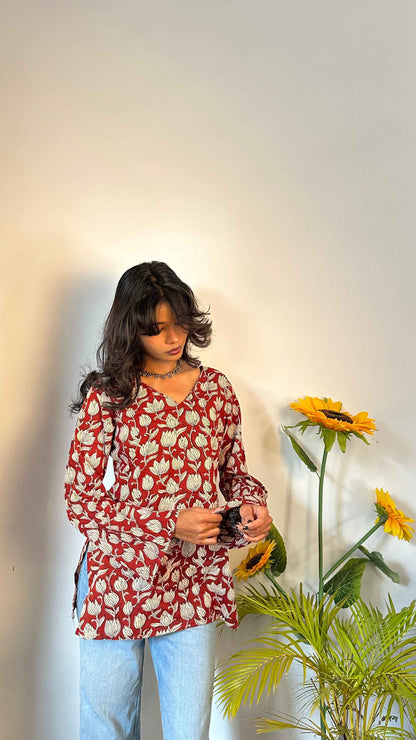 Snazzybees Bellbottom Sleev Short Kurti